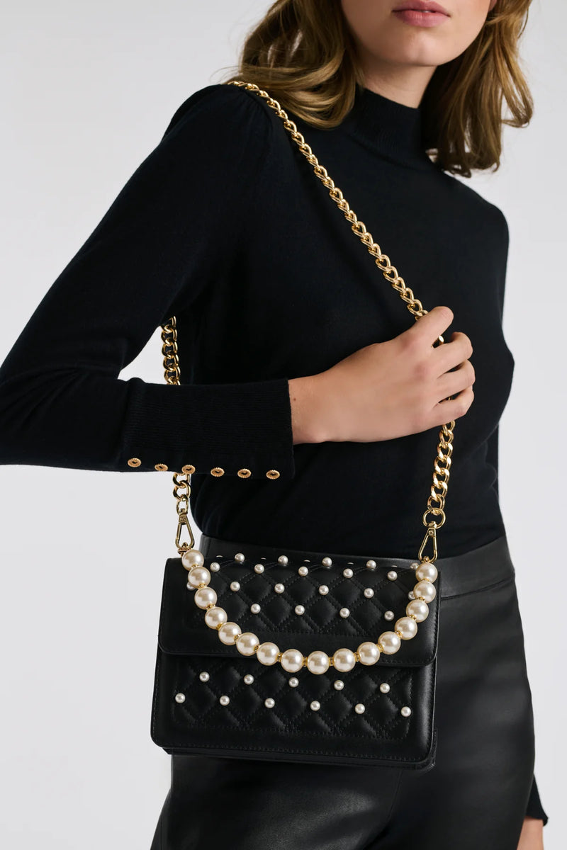 Fanny Leather Bag with Pearls