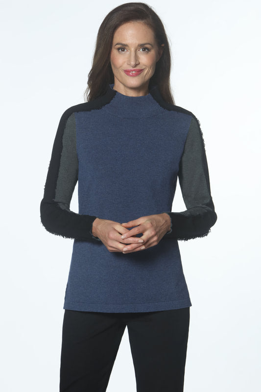 Colorblock Mock Tunic Sweater - 2 Colors