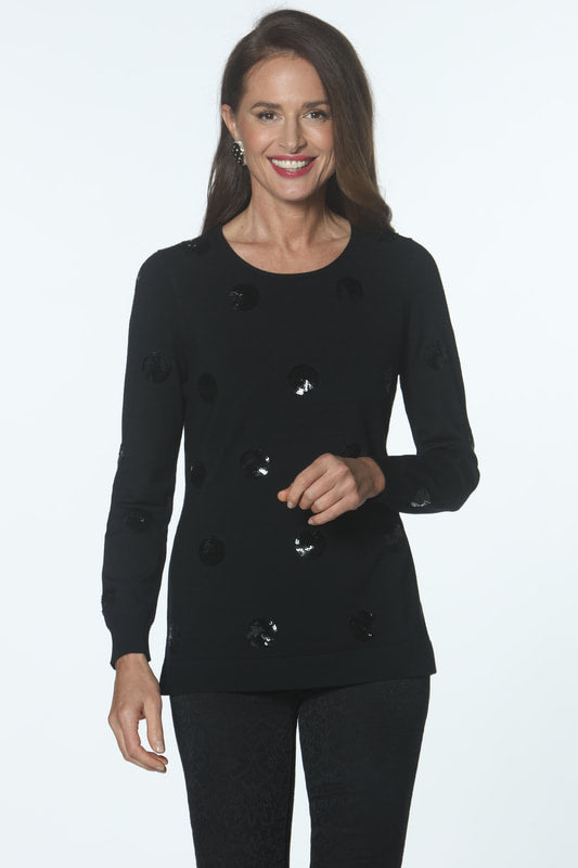 Jewel Neck Sweater with Sequins - 2 Colors