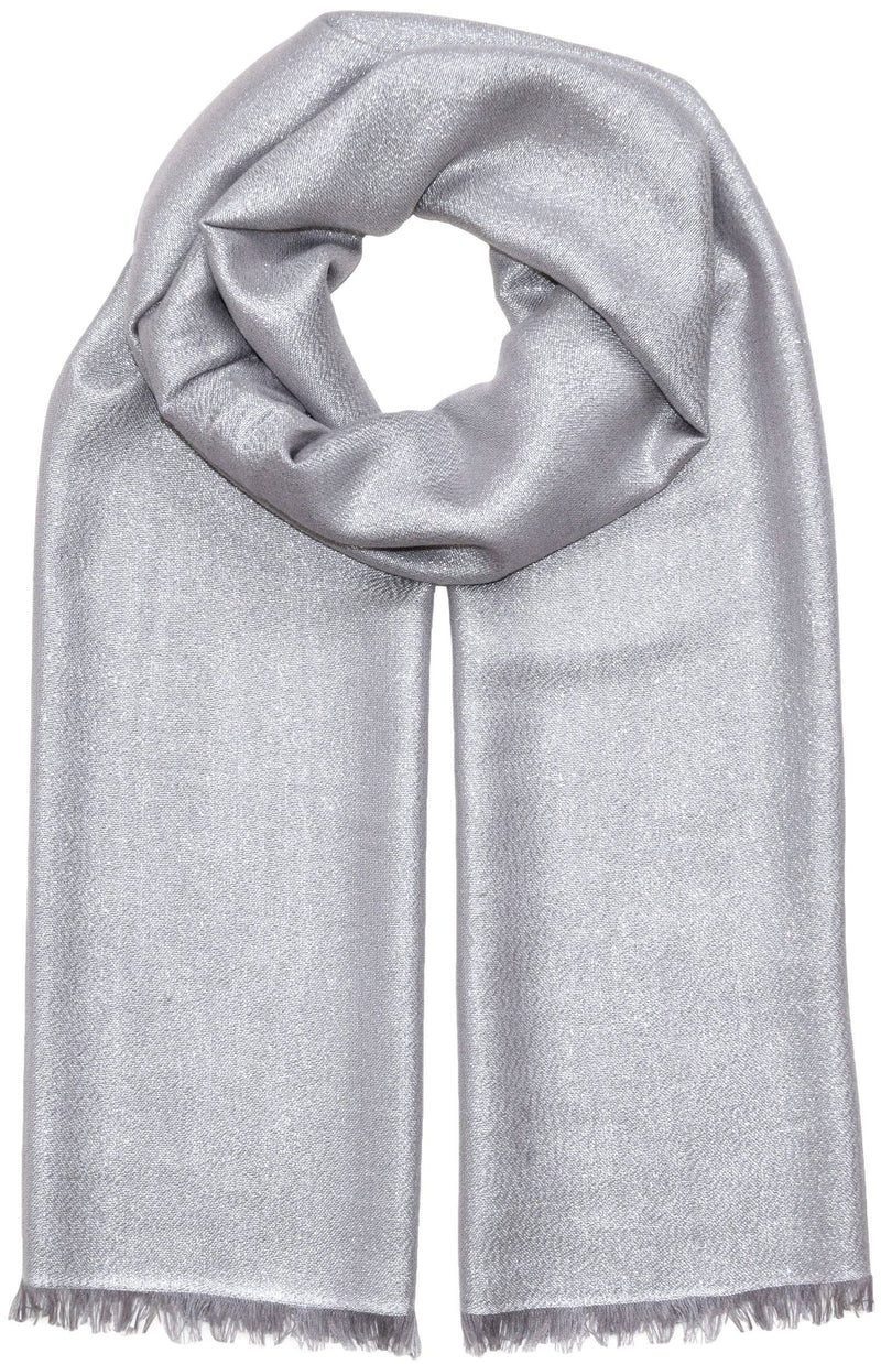 Solid Metallic Woven Evening Wrap: Silver