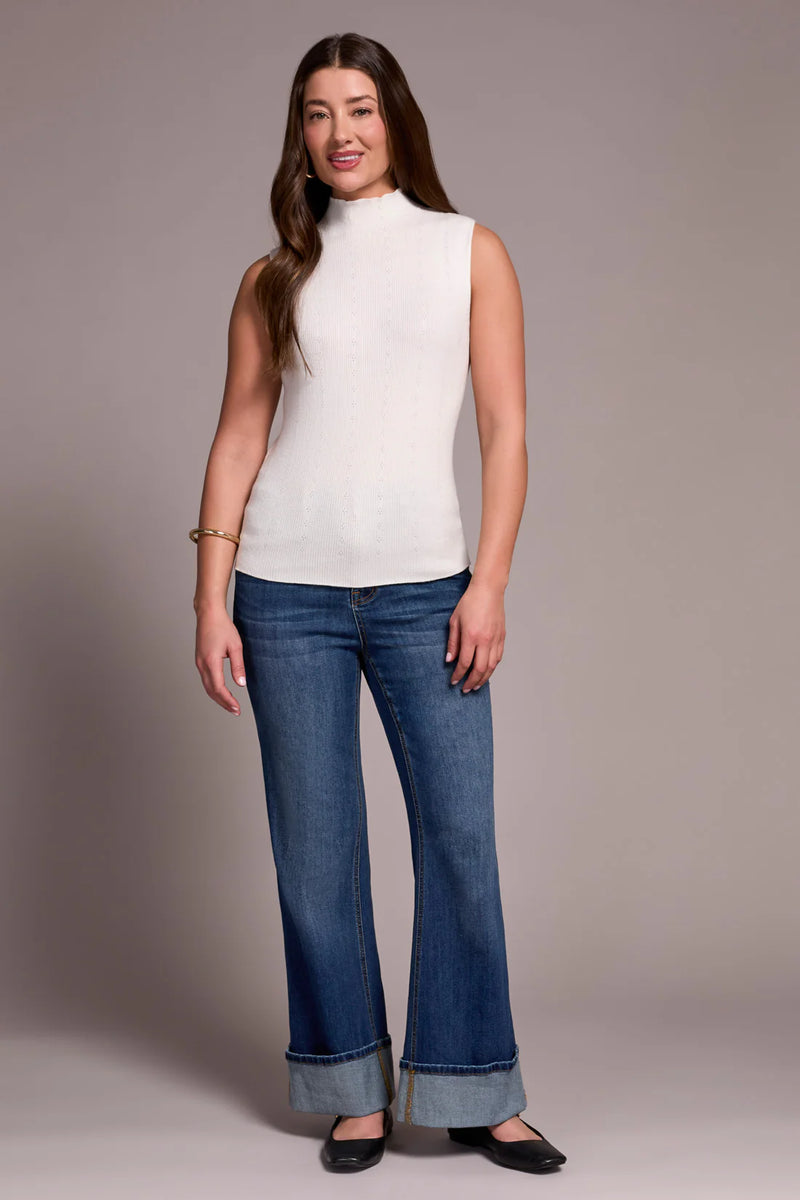 Textured Sleeveless Mock Neck Top