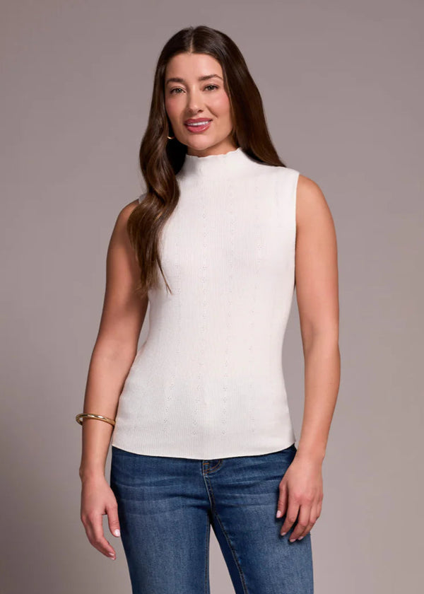 Textured Sleeveless Mock Neck Top