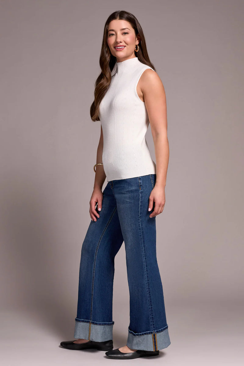 Textured Sleeveless Mock Neck Top