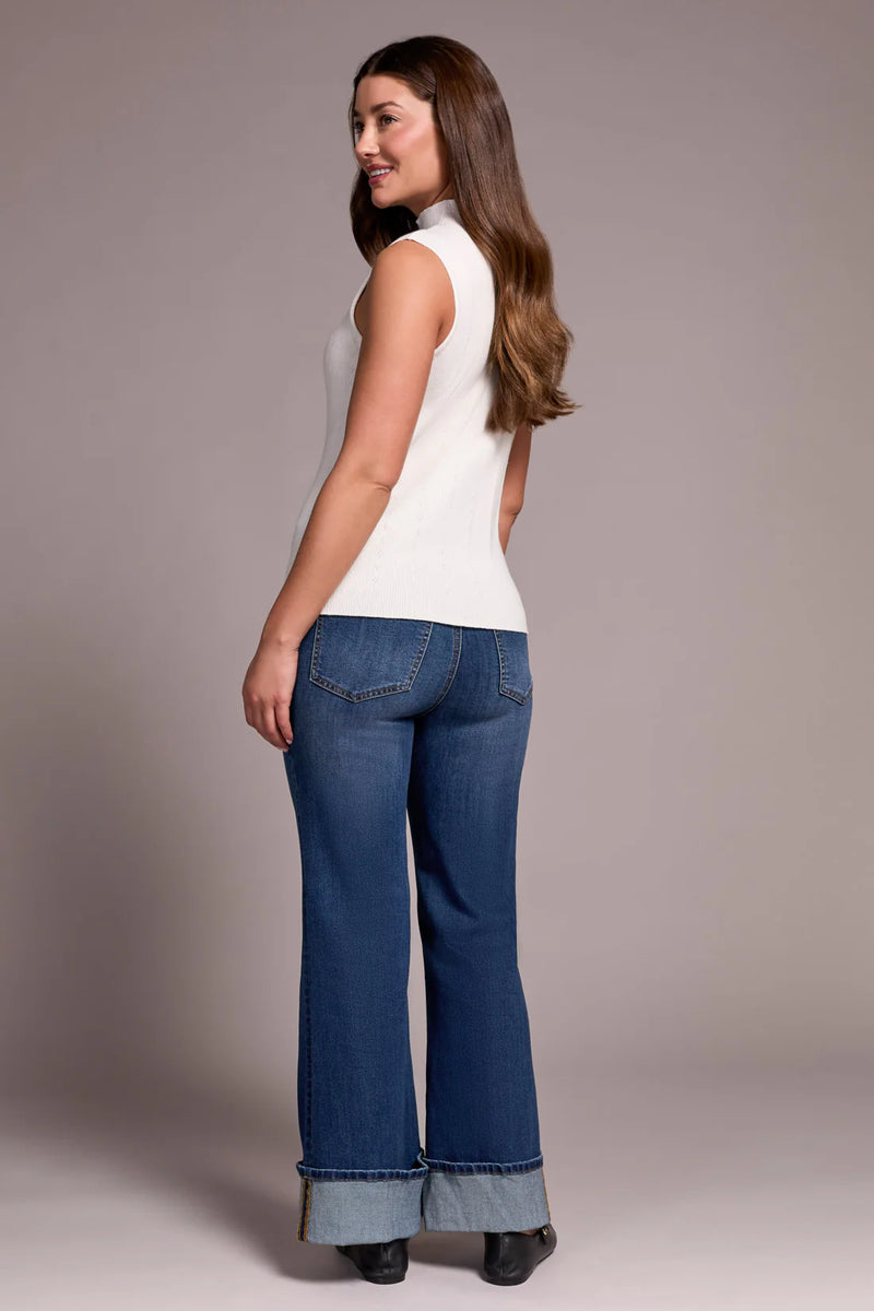 Textured Sleeveless Mock Neck Top