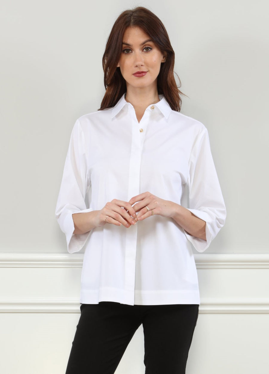 Xena 3/4 Sleeve Zip Back Shirt – Ginger Howard Selections