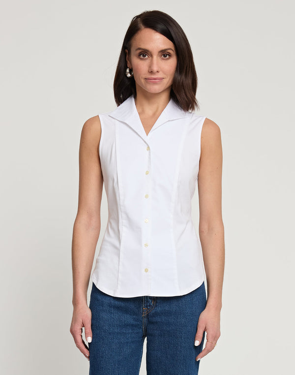 Donna Sleeveless Wing Collar "T" Shirt