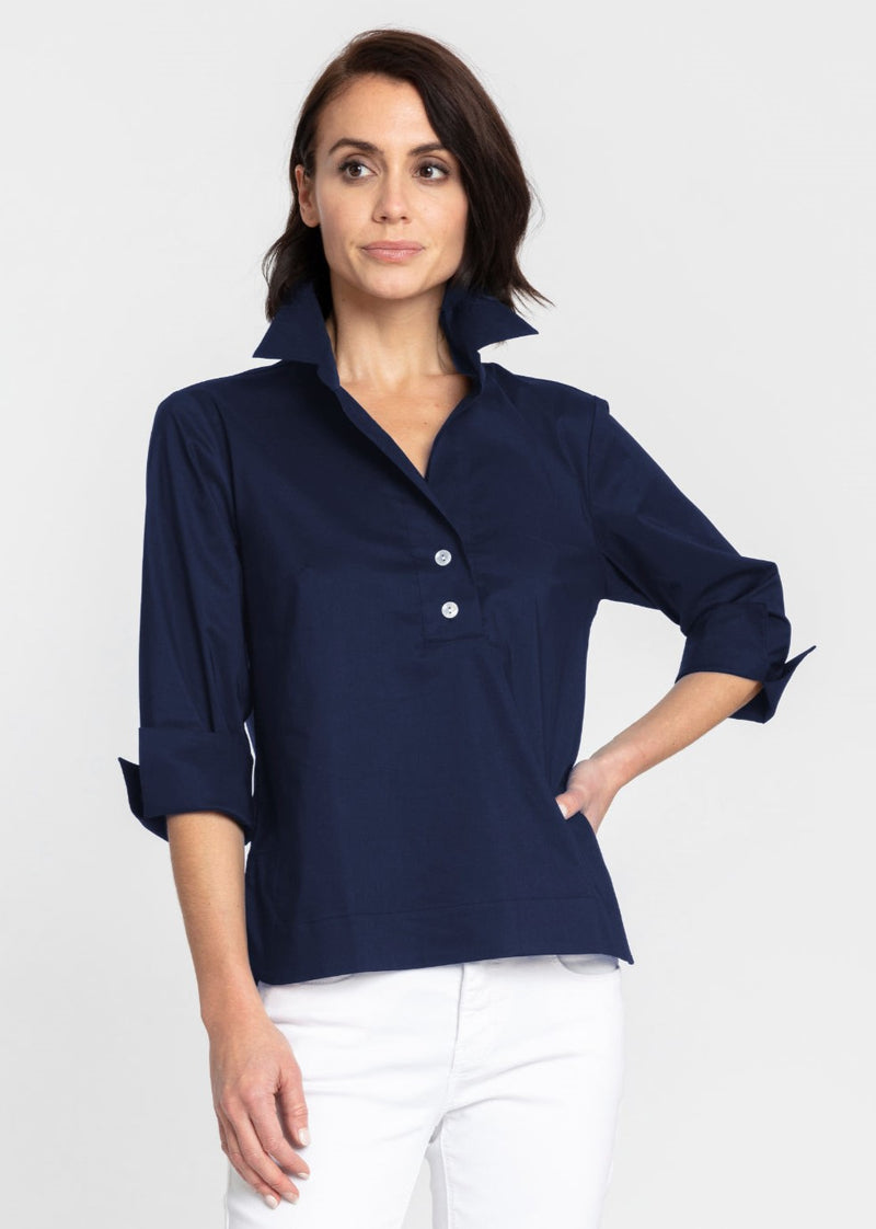 Aileen 3/4 Sleeve Button Back Top - 2 Colors