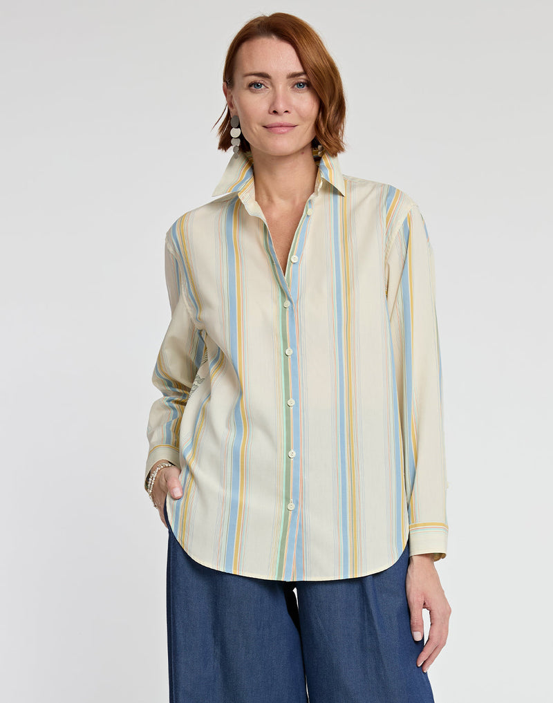 Halsey Long Sleeve Awning Stripe Shirt XS Neutral Multi