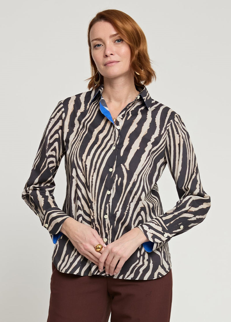 Margot Long Sleeve Zebra Print Shirt