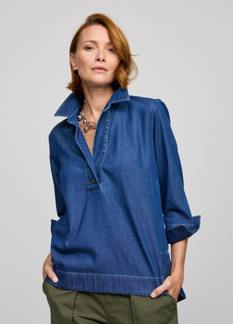 Aileen 3/4 Sleeve Denim Shirt