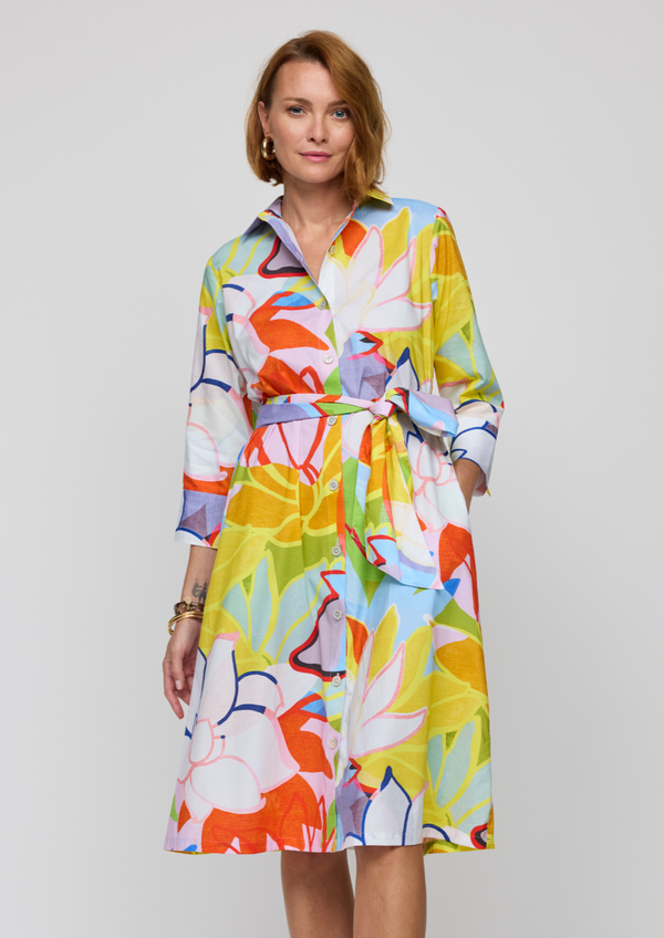 Tamron 3/4 Sleeve Lotus Print Dress