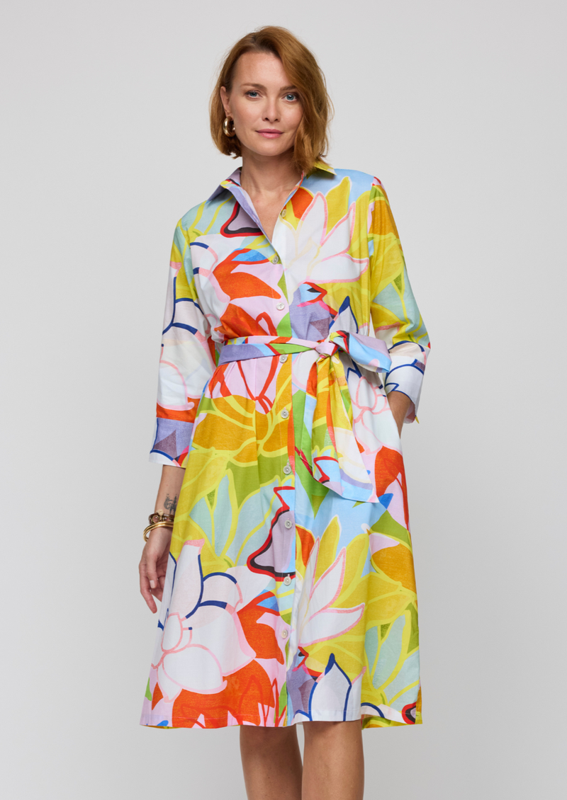 Tamron 3/4 Sleeve Lotus Print Dress