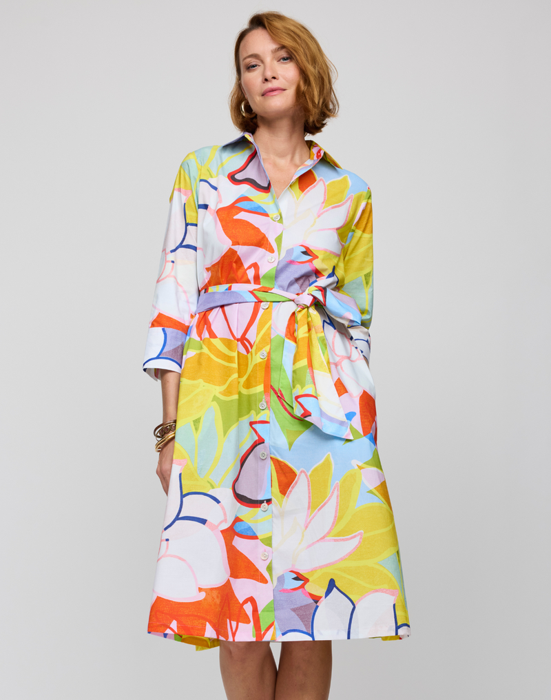 Tamron 3/4 Sleeve Lotus Print Dress