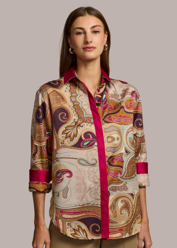 Halsey Long Sleeve Scarf Print Shirt