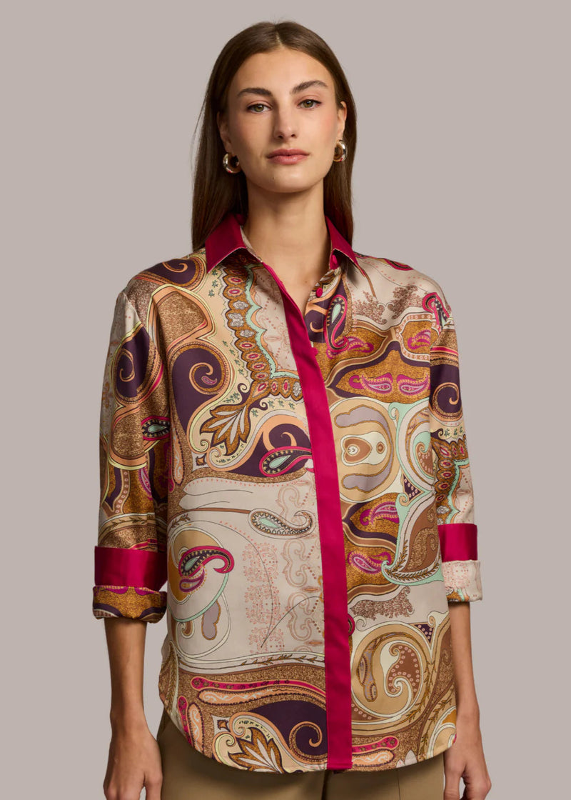 Halsey Long Sleeve Scarf Print Shirt