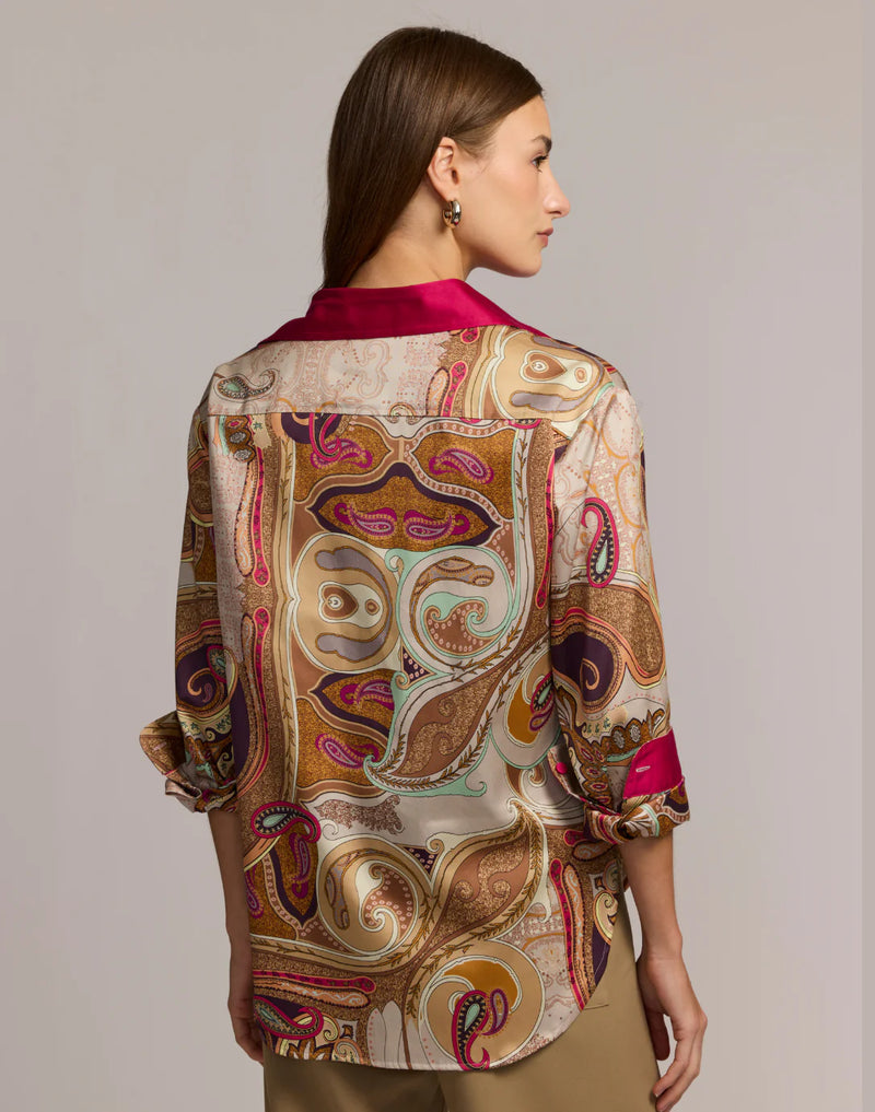 Halsey Long Sleeve Scarf Print Shirt