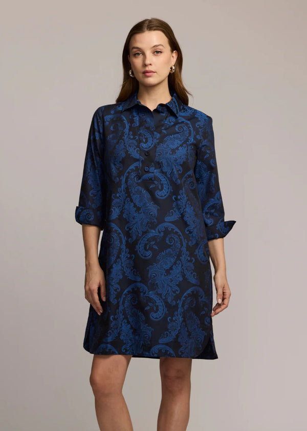 Aileen 3/4 Sleeve Paisley Jacquard Dress