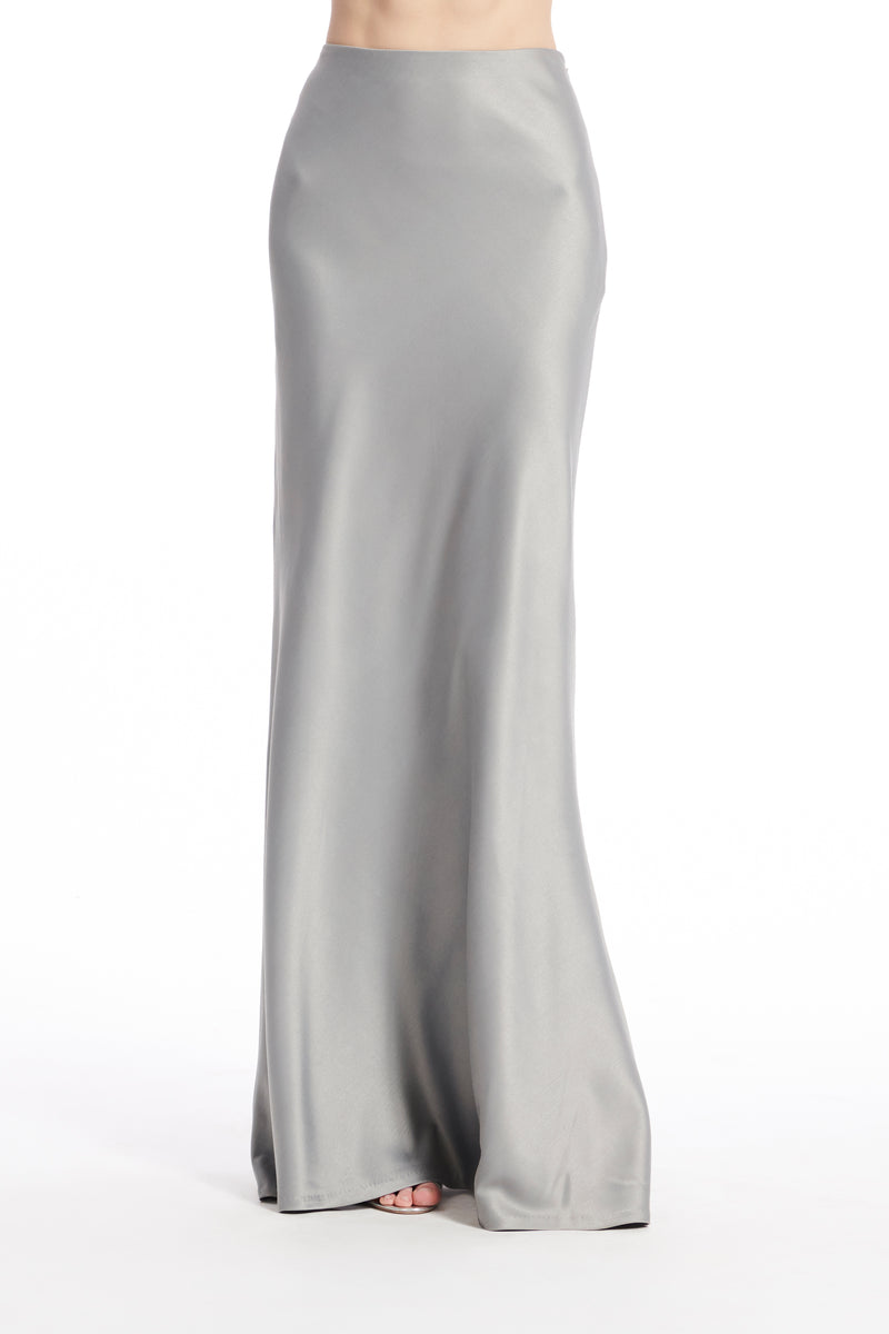 Matte Satin Long Skirt 0 Silver