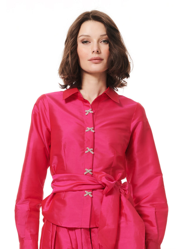 Taffeta Bow Button With Sash