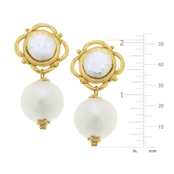 Pearl & Cotton Pearl Clip Earrings