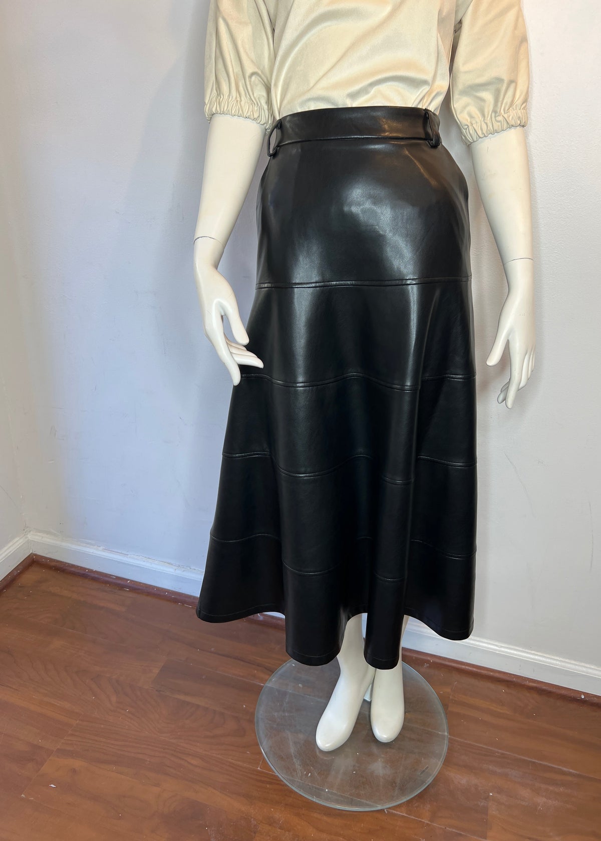 Vegan Leather Full Long Skirt