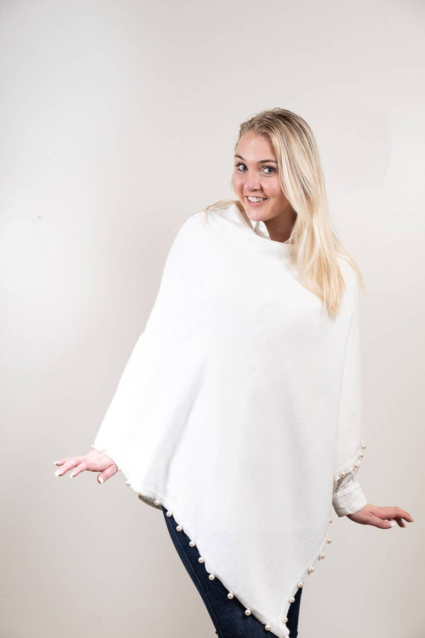 The	Peyton Pearl Poncho in White
