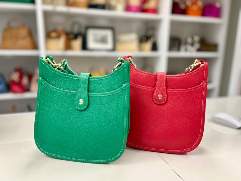 Leather Mid Messenger Bag - 5 Colors