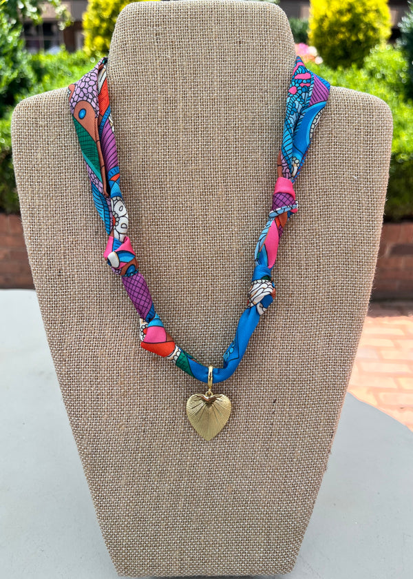 Scarf Necklace: Gold Heart