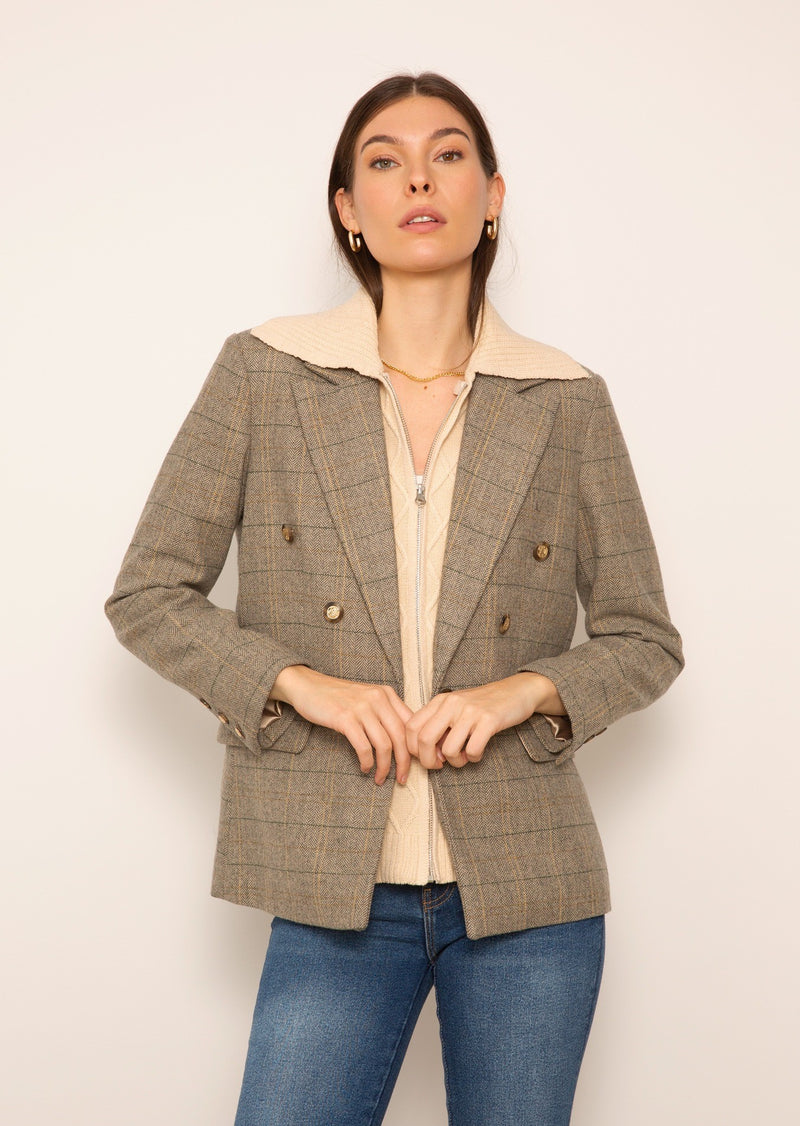 Barrett Plaid Blazer w/ Cable Dickie