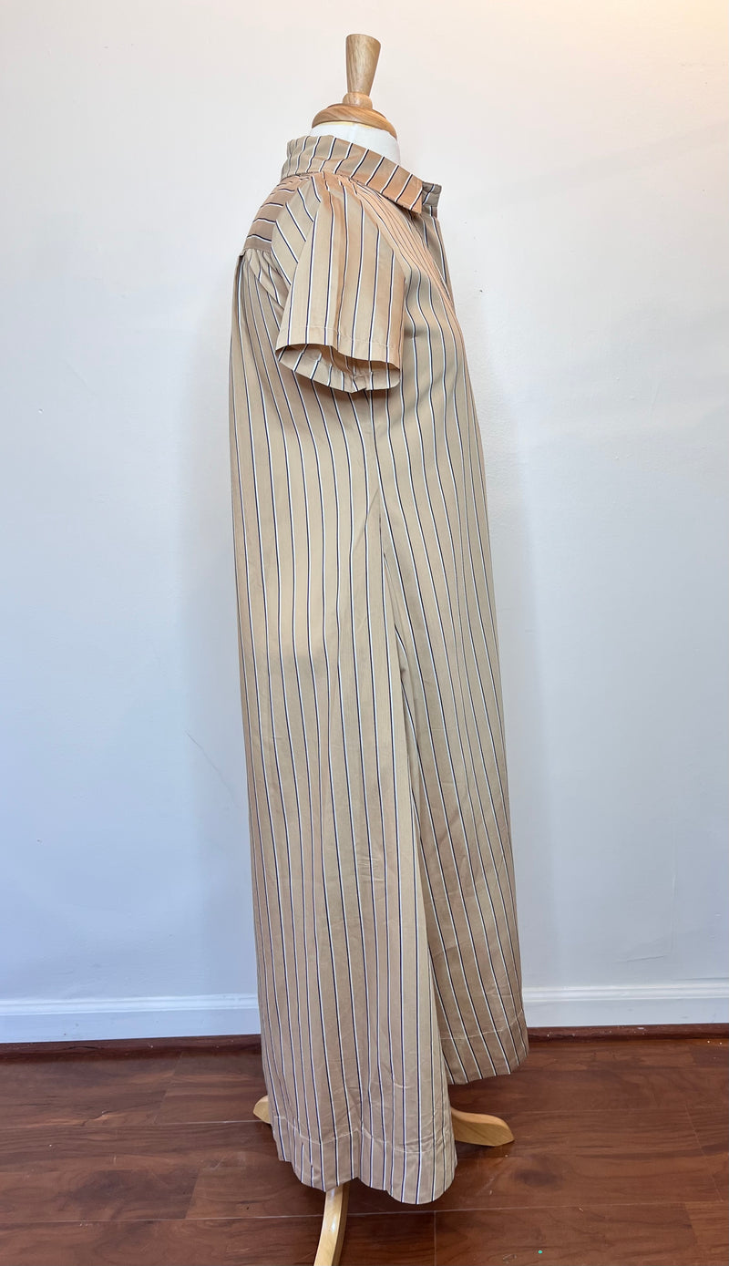 Millie Dress - Long Khaki Stripe