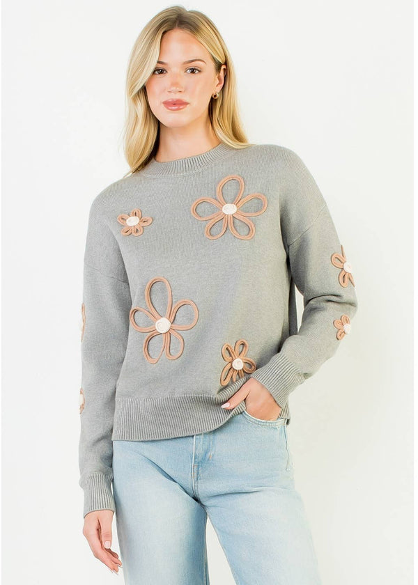 Floral Detail Knit Sweater