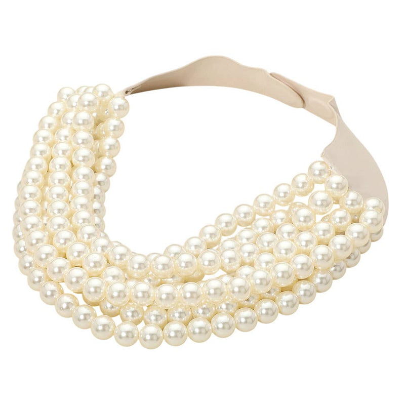 Chunky Bead Layered Magnetic Necklace: Pearl