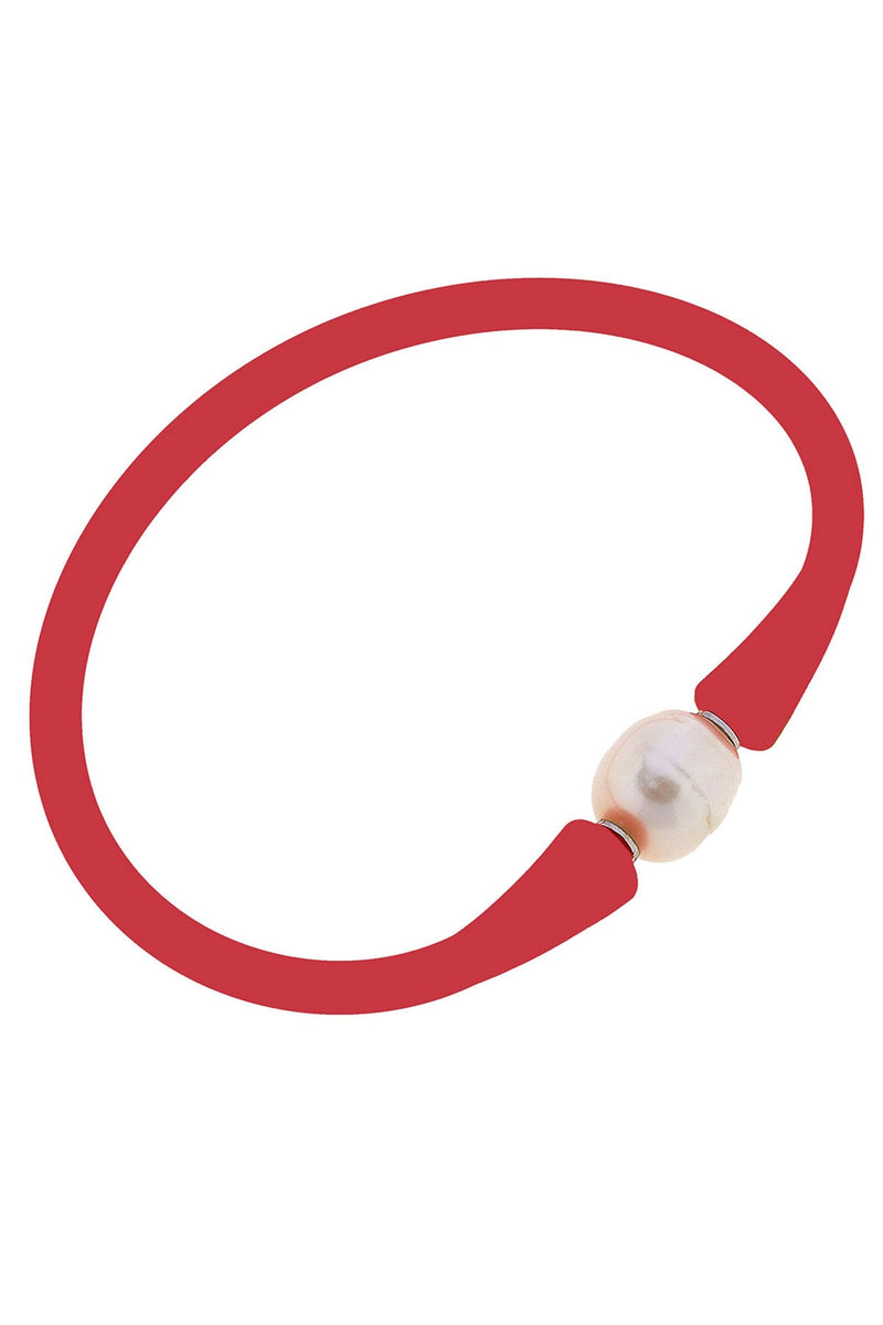 Bali Freshwater Pearl Silicone Bracelet - 4 Colors Red