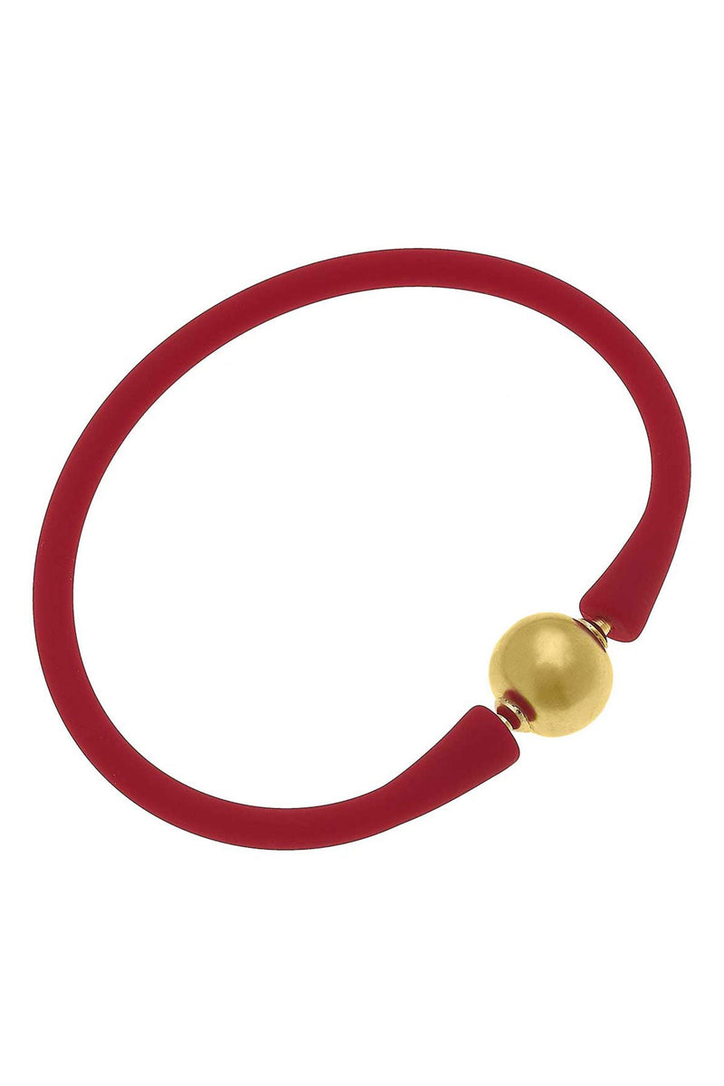 Bali 24K Gold Plated Ball Bead Silicone Bracelet - 4 Colors Red