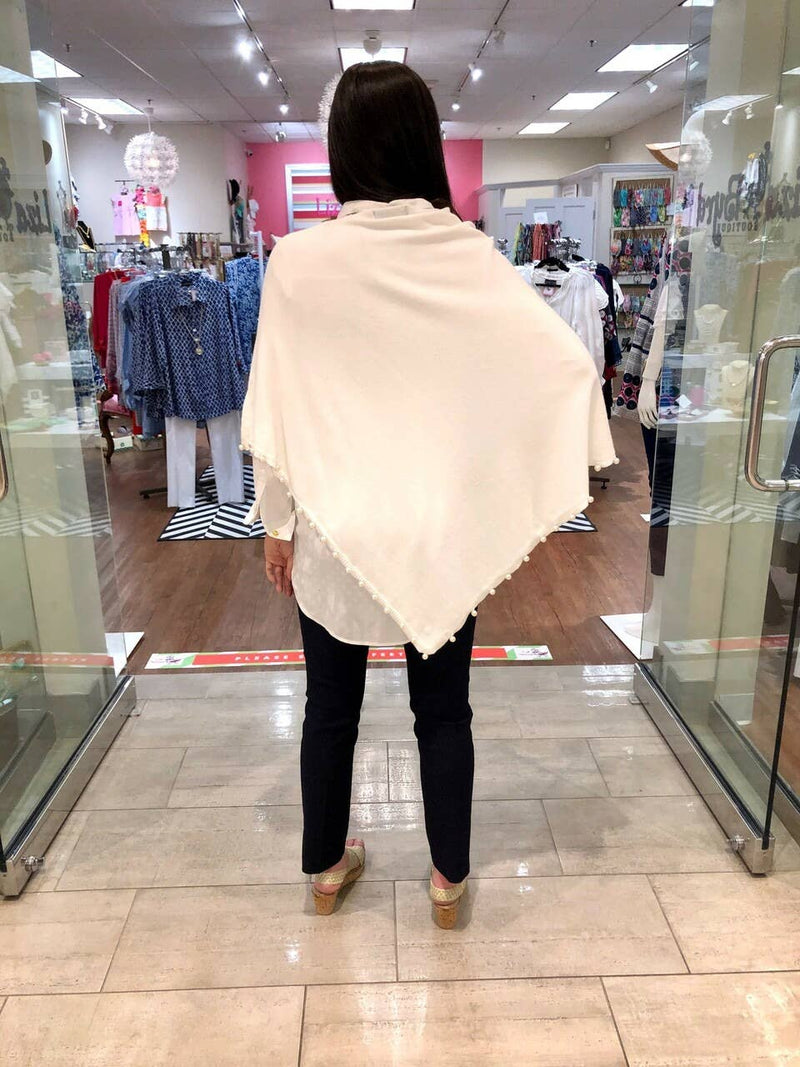 The	Peyton Pearl Poncho in White