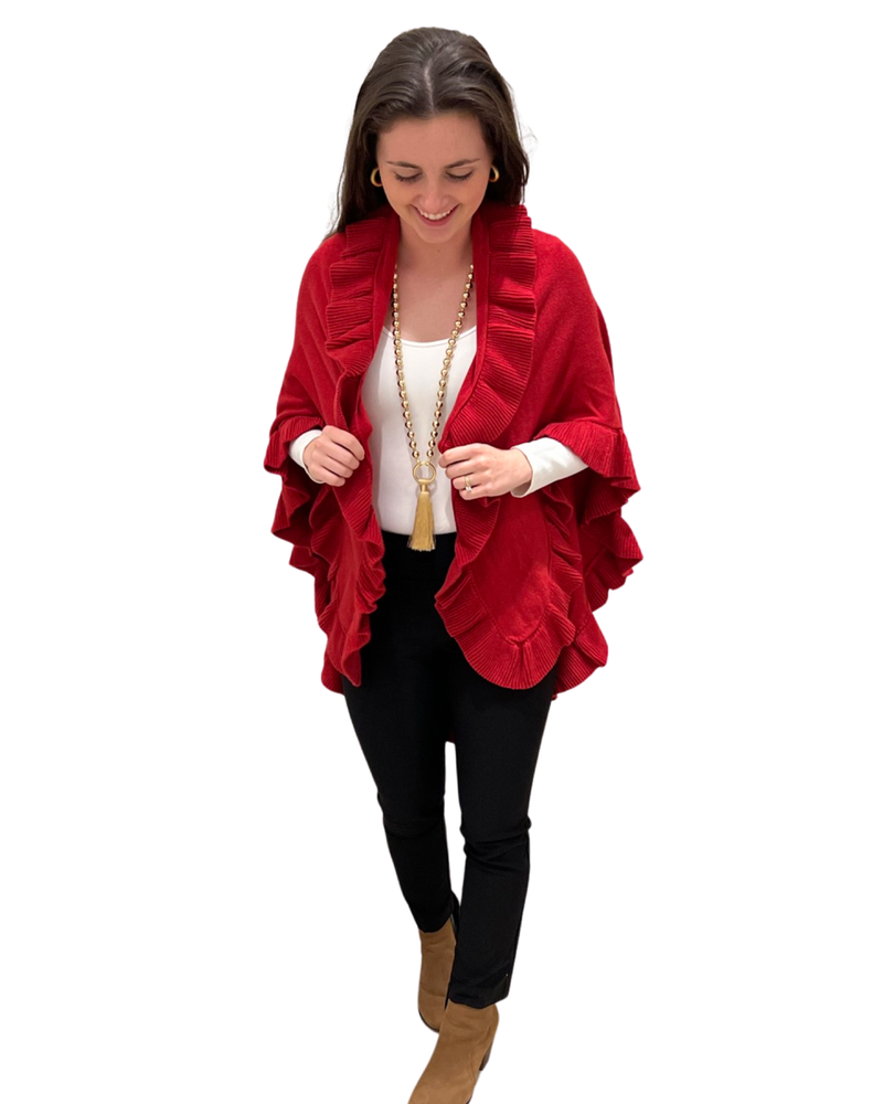 The Carlton Ruffle Wrap: Red
