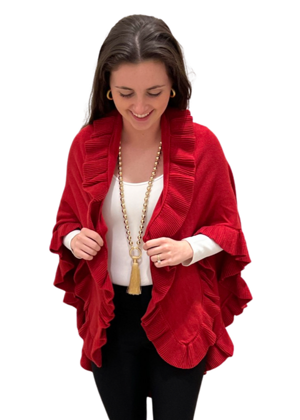 The Carlton Ruffle Wrap: Red