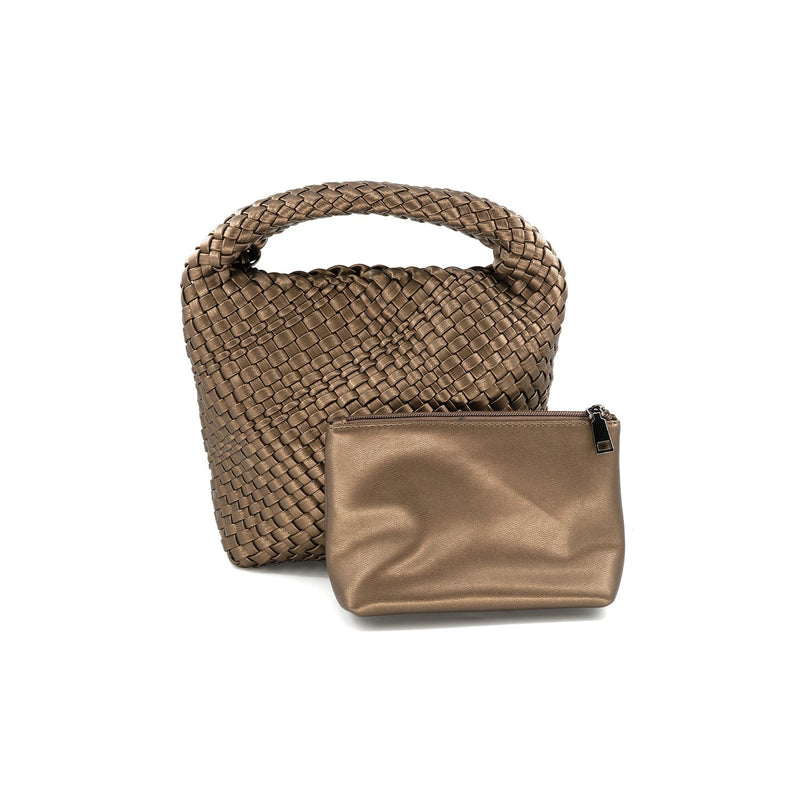 Woven Mini Hobo Bag - 2 Colors One Size Bronze