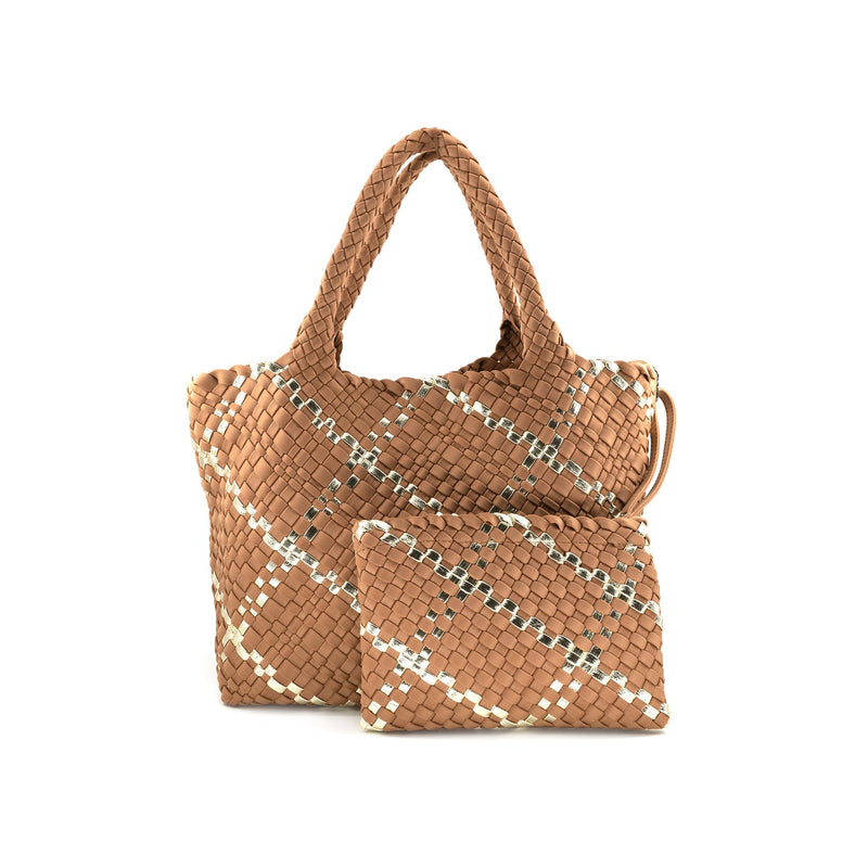 Woven Tote Bag - 3 Colors One Size Brown