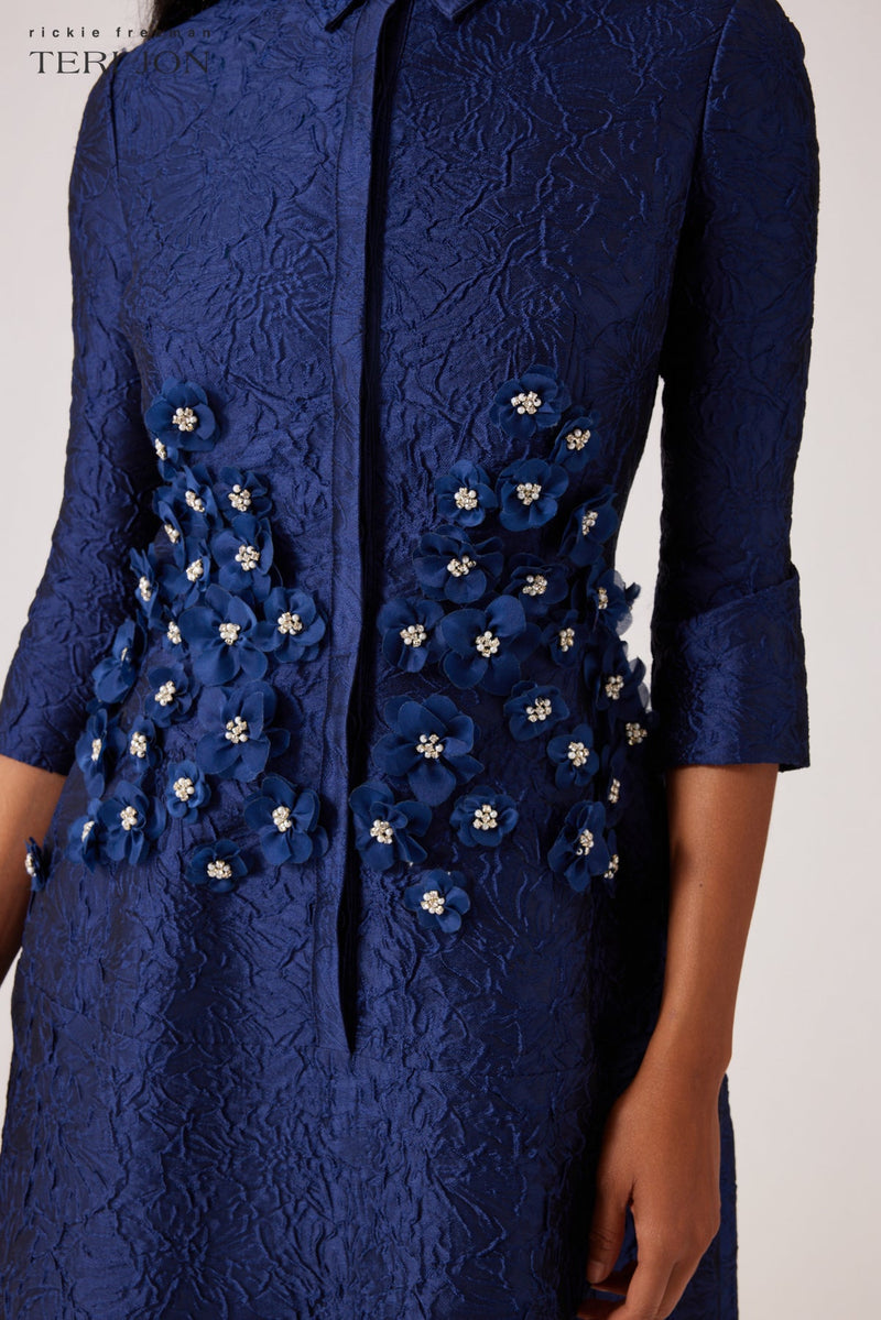 Jacquard Shirt Dress With Jewel Appliques