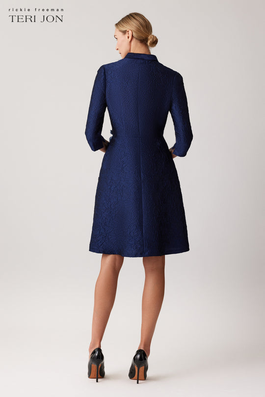 Jacquard Shirt Dress With Jewel Appliques