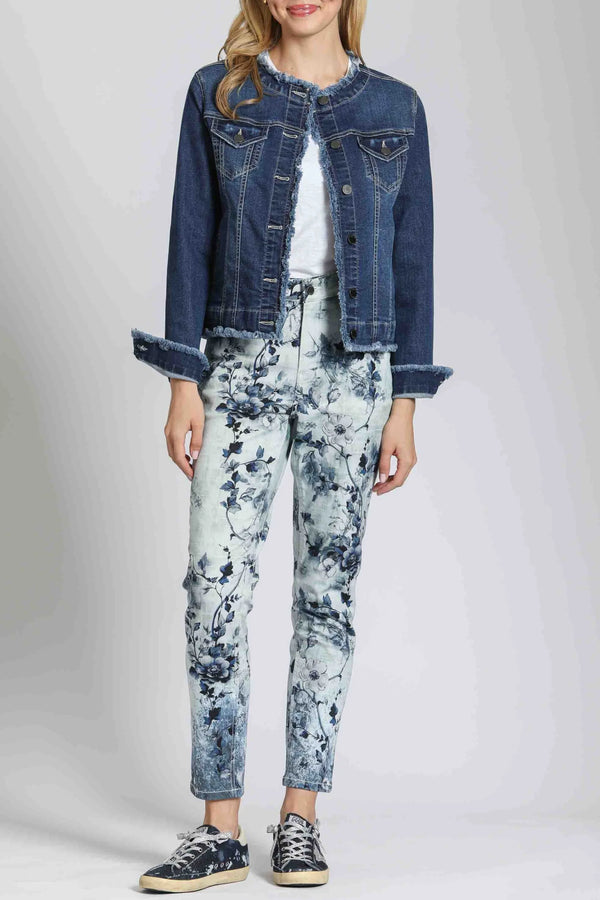 Collarless Jean Jacket