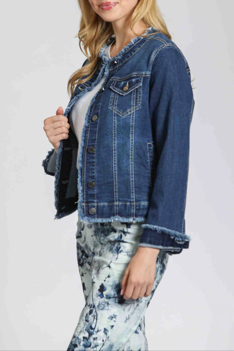 Collarless Jean Jacket