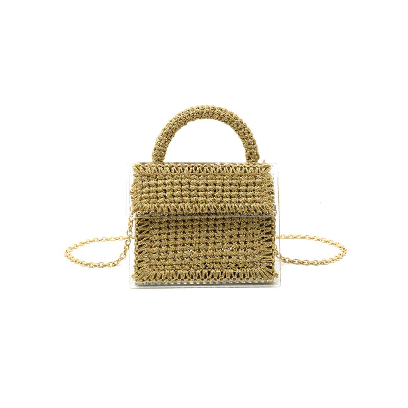 Acrylic Woven Bag - 2 Colors One Size Gold