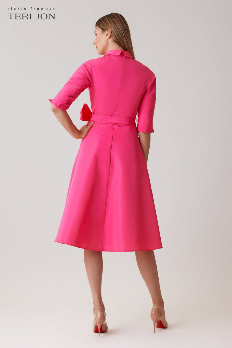 Taffeta Drop Waist Shirt Dress