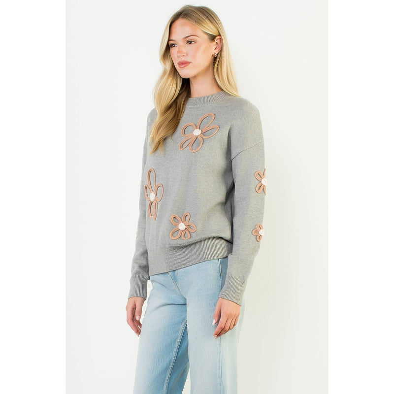 Floral Detail Knit Sweater