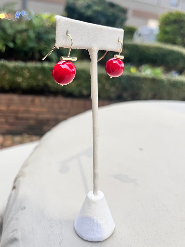 Red Bar Earrings