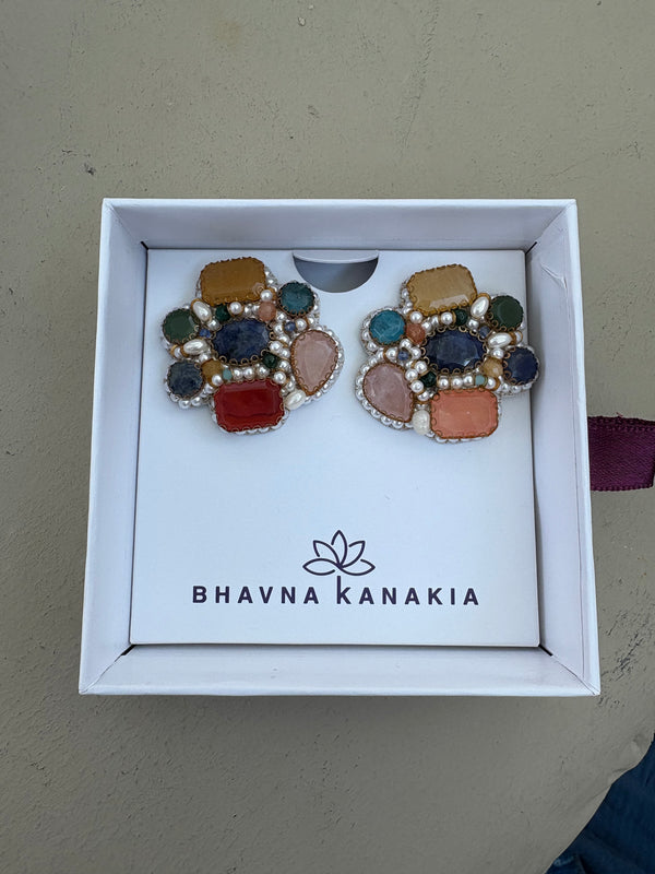 Multicolor Semi Precious Stone Earrings