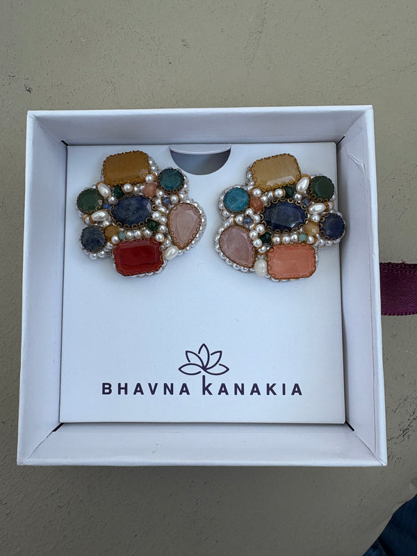 Multicolor Semi Precious Stone Earrings