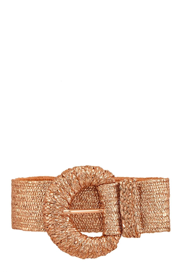 Half Circle Buckle Metallic Belt - 3 Colors